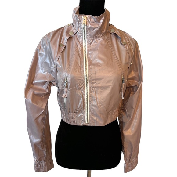 BCBGMAXAZRIA Crop Pink Beige Windbreaker Jacket - Picture 2 of 7